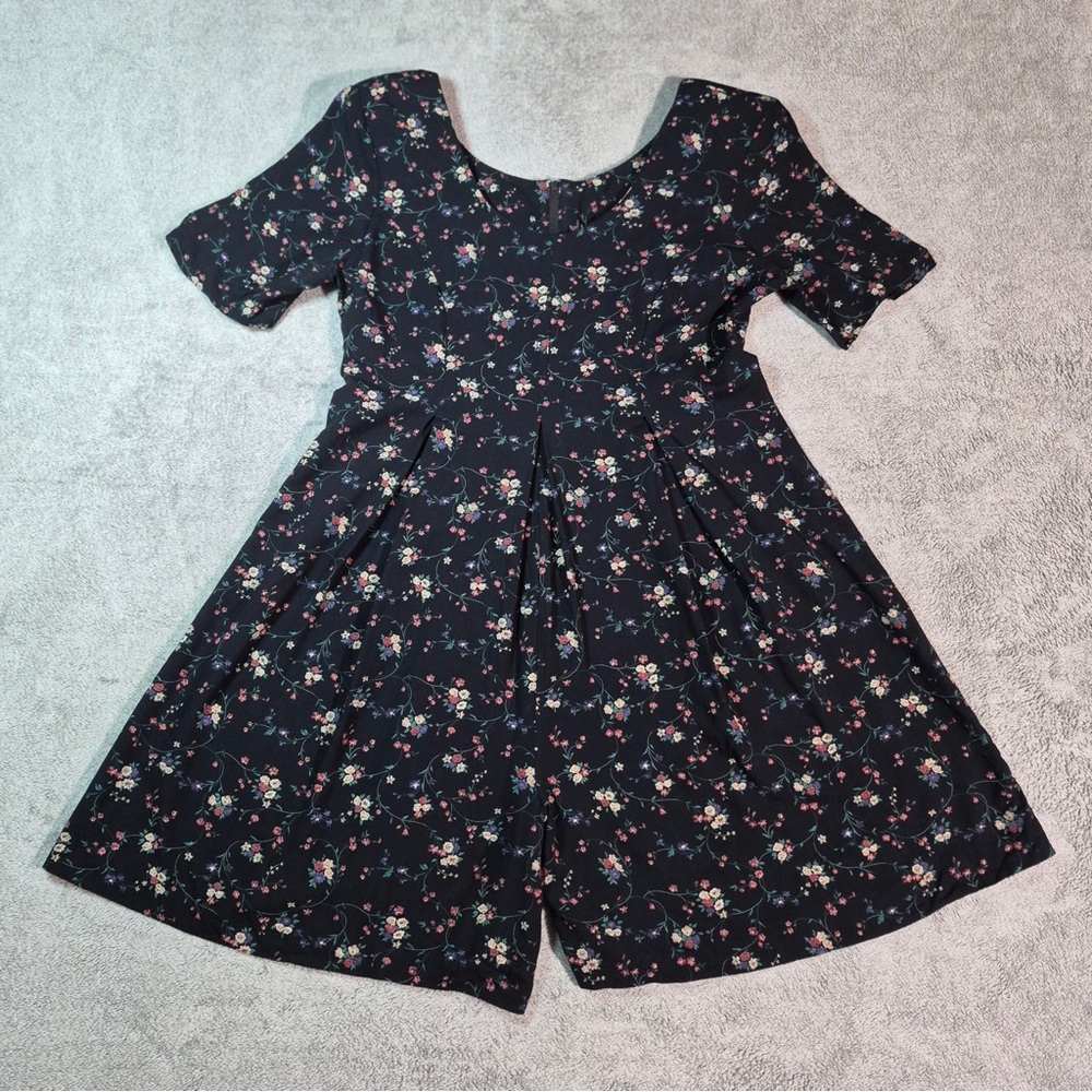 Vintage All That Jazz Black Floral Short Sleeve Romper